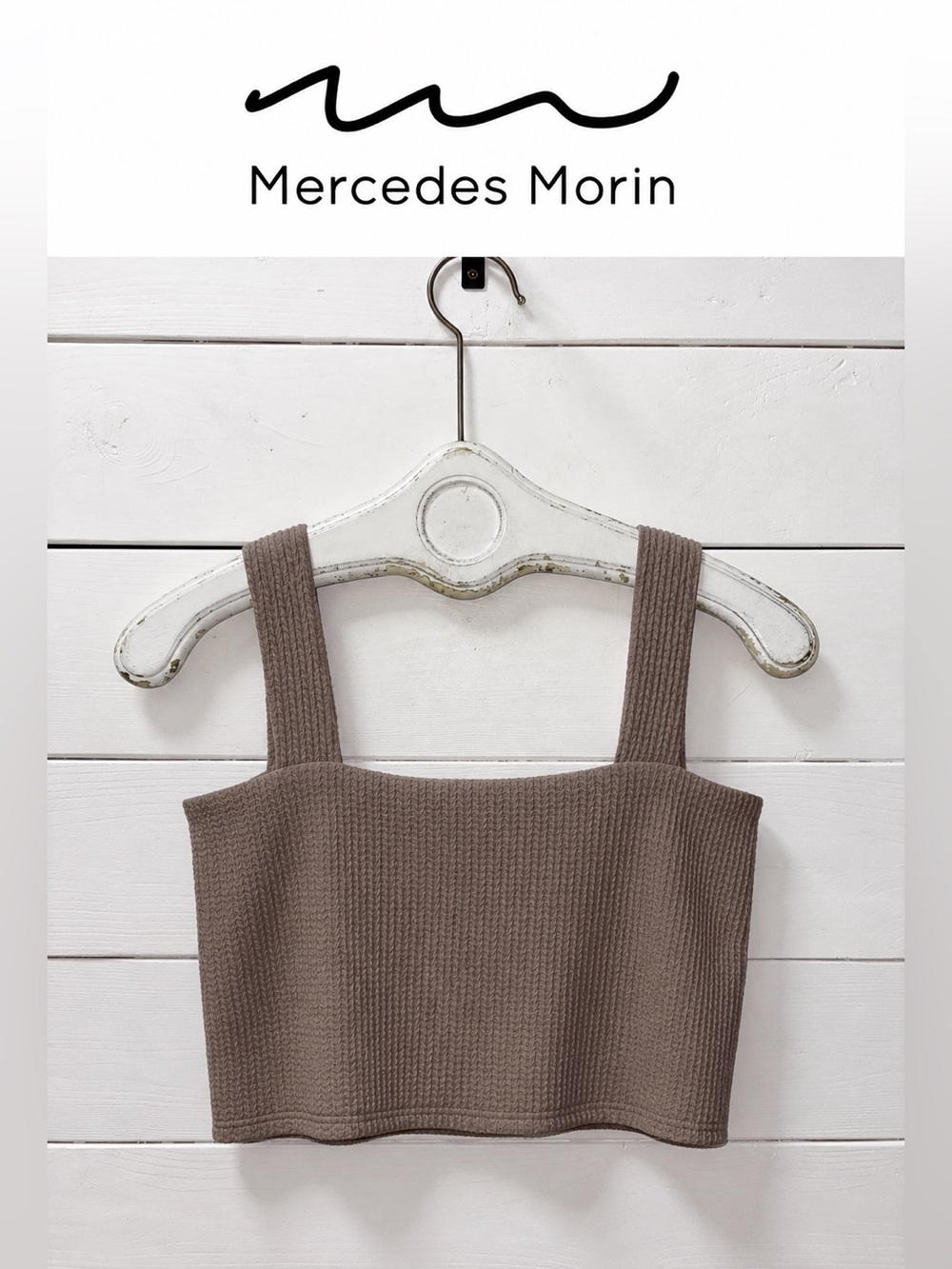 Mercedes Morin Taupe Textured Knit Crop Top – Size M